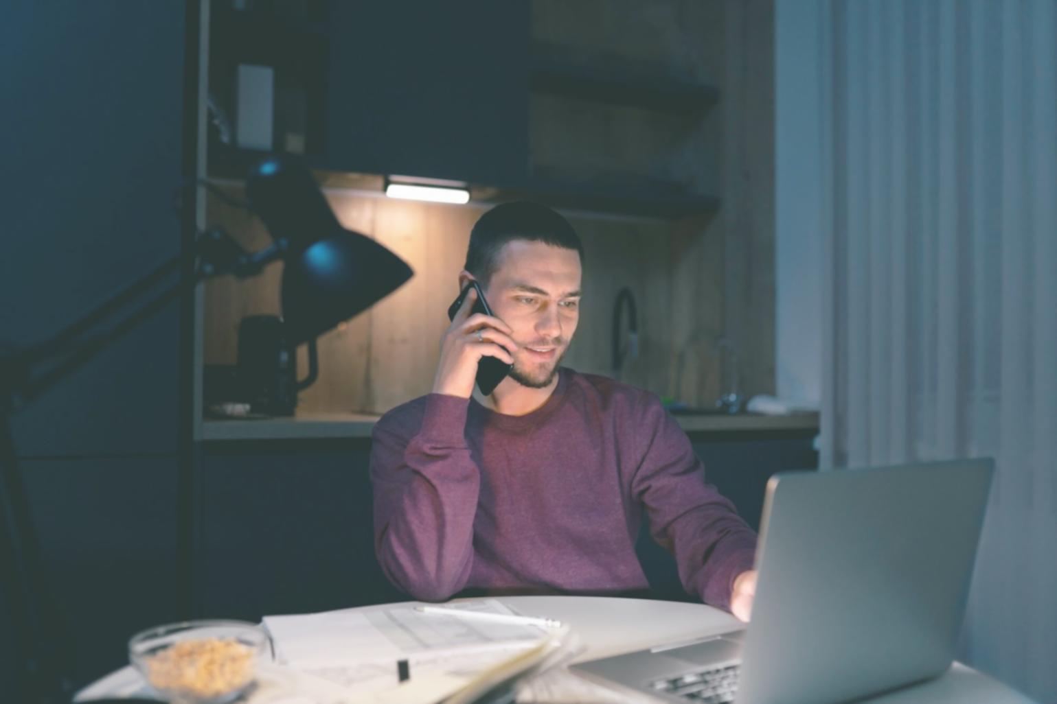 Person following self-paced online learning modules on computer